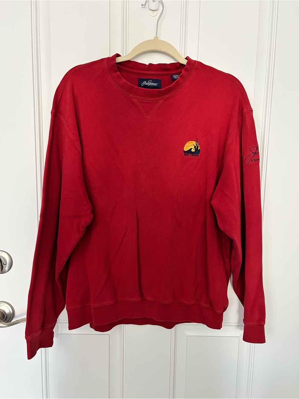 Red Crewneck Sweatshirt with Sunset Logo - Jack Nicklaus Legacy 18